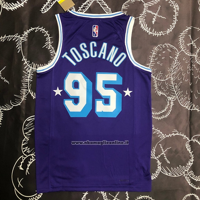 Maglia Los Angeles Lakers Juan Toscano-Anderson #95 Citta 2021-22 Viola